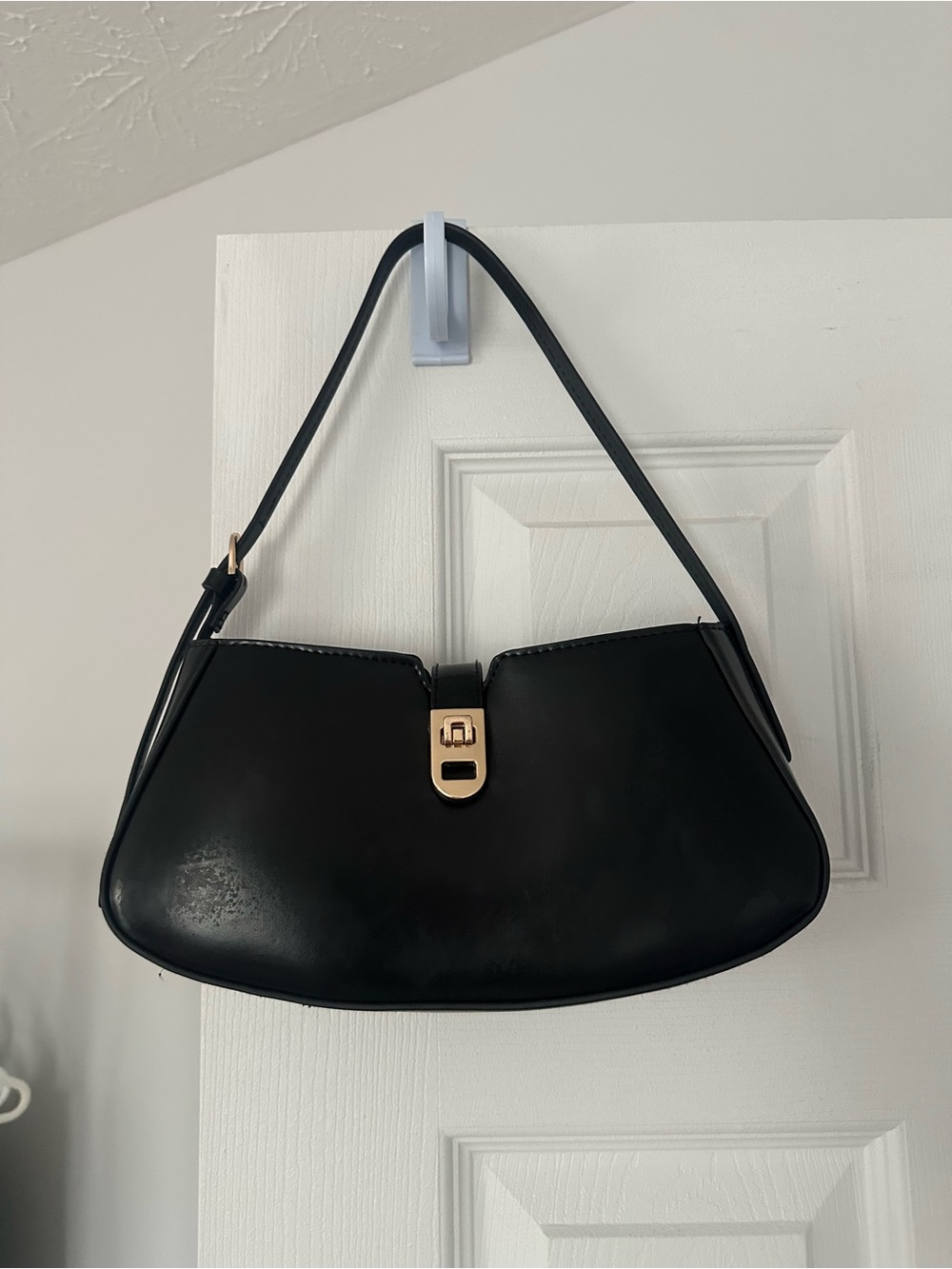 H&M Black Shoulder Bag with Gold Clasp